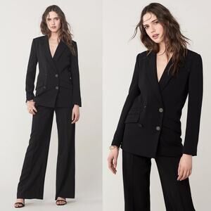 Diane Von Furstenberg Madison Double Breasted Black Blazer